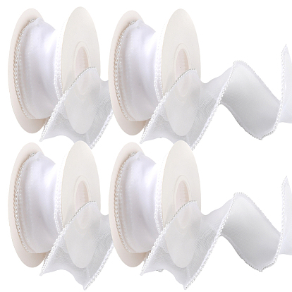 4 рулоны АБС-сетки с жемчужной окантовкой для изготовления бантов, Подарочная упаковка