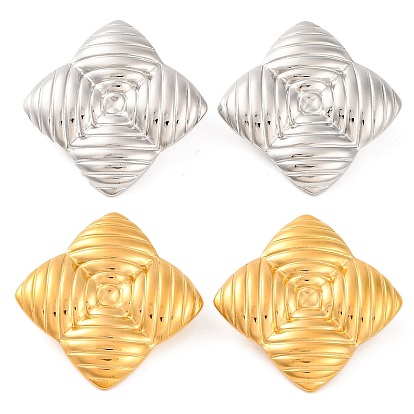 Ионное покрытие (ip) 304 серьги-гвоздики из нержавеющей стали, ромб с фактурой