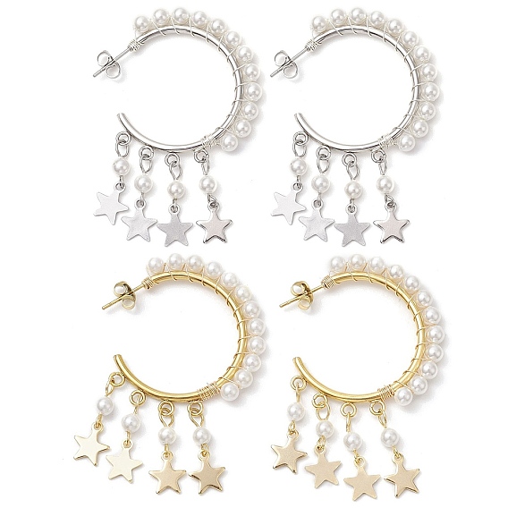 Серьги-гвоздики с жемчугом в форме звезды, с 304 серьгами из нержавеющей стали