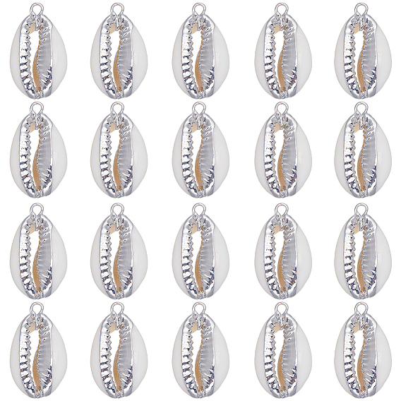 20шт. подвески из натуральной ракушки каури с гальваническим покрытием, оберег из ракушек с железной фурнитурой