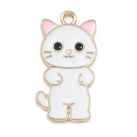 Alloy Enamel Pendants, Cat Shape Charms, Golden