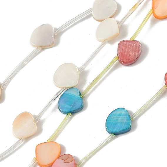 Естественных пресноводных оболочки бисер нитей, окрашенные, с покрытием AB цвета, треугольные, с пластиковыми трубчатыми бусинами