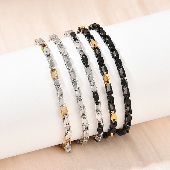 201 браслеты-цепочки из нержавеющей стали для мужчин и женщин, с 304 застежкой из нержавеющей стали, ионное покрытие (ip)