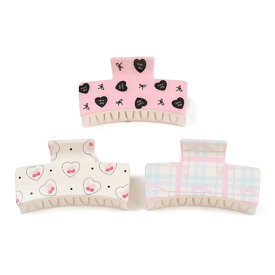 Пластиковые заколки-крабики с принтом, аксессуары для волос для женщин и девушек