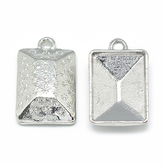 Alloy Pendant Rhinestone Settings, Rectangle