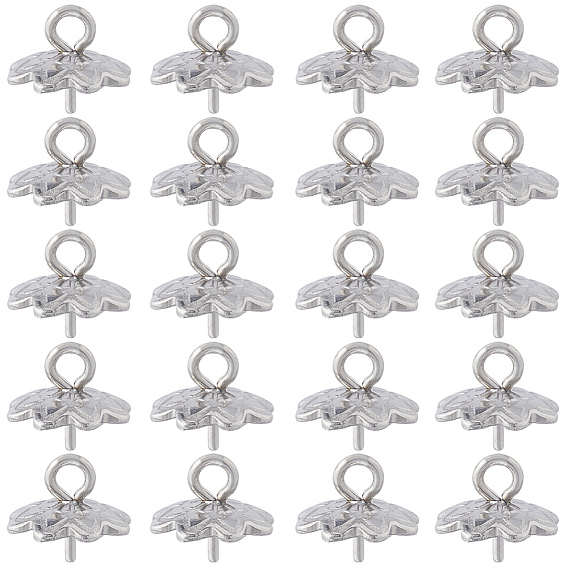 120шт. нержавеющая сталь скобы для крепления колышков, подвесные поручительства для половины просверленных бус, 8-лепесток, цветок