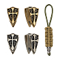 4Pcs 2 Colors Brass European Beads, Large Hole Beads, Shield with Cross