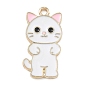 Alloy Enamel Pendants, Cat Shape Charms, Golden