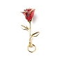 Alloy Enamel Pendants, with 304 Stainless Steel Jump Rings, Rose, Golden