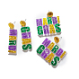 Glitter Acrylic Word Mardi Gras Dangle Stud Earrings for Carnival Party