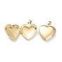 Brass Locket Pendants, Photo Frame Pendants for Necklaces, Long-Lasting Plated, Heart with Flower