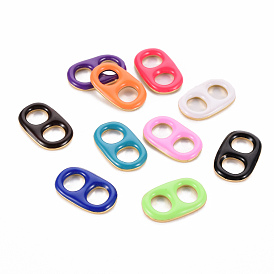 Brass Enamel Links Connectors, Cadmium Free & Nickel Free & Lead Free, Oval, Golden