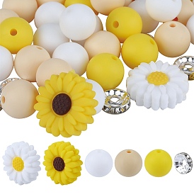 79 шт. 6 стильные железные бусины-проставки со стразами и силиконовыми бусинами в виде цветка