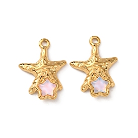 304 из нержавеющей стали акриловые подвески, текстурированные подвески в виде морских звезд, золотые