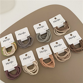 Simple Solid Color Thin Towel Hair Tie 6-Pack - Soft Headband Elastic - Ponytail Accessory.