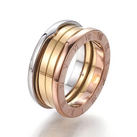 304 anillos de dedo del acero inoxidable, anillo con números romanos