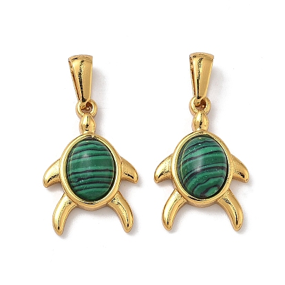 Синтетического малахита подвески, Подвески в виде черепах с 304 оправой из нержавеющей стали