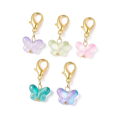 Decoraciones colgantes de cristal de mariposa de colores, encantos de broche de langosta, dijes con clip, para llavero, bolso, adorno de mochila