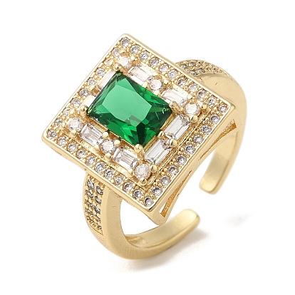 Открытые манжеты из латуни с микропаве и кубическим цирконием для женщин, со стеклом, без свинца и без кадмия