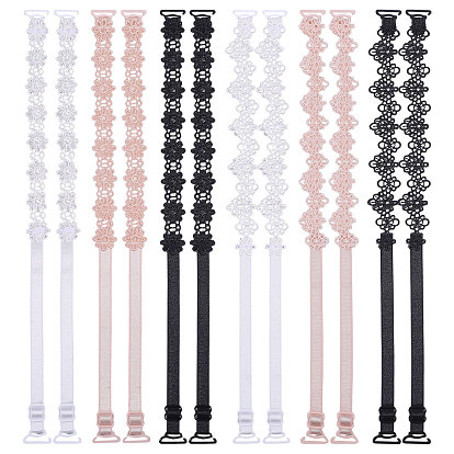 6 пары 6 цвета полиэстеровые бретели для бюстгальтера, регулируемый держатель лямок бюстгальтера, с пластиковой пряжкой, цветок