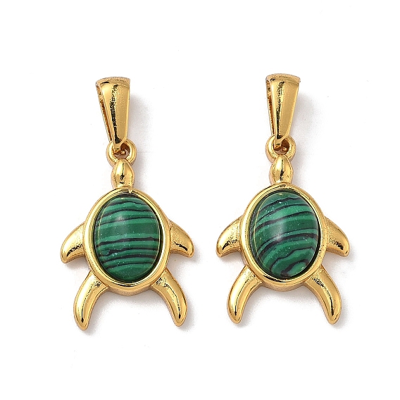 Синтетического малахита подвески, Подвески в виде черепах с 304 оправой из нержавеющей стали