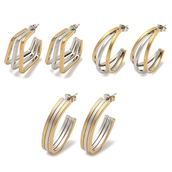 202 многослойные серьги-гвоздики из нержавеющей стали, с 304 штифтами из нержавеющей стали для женщин