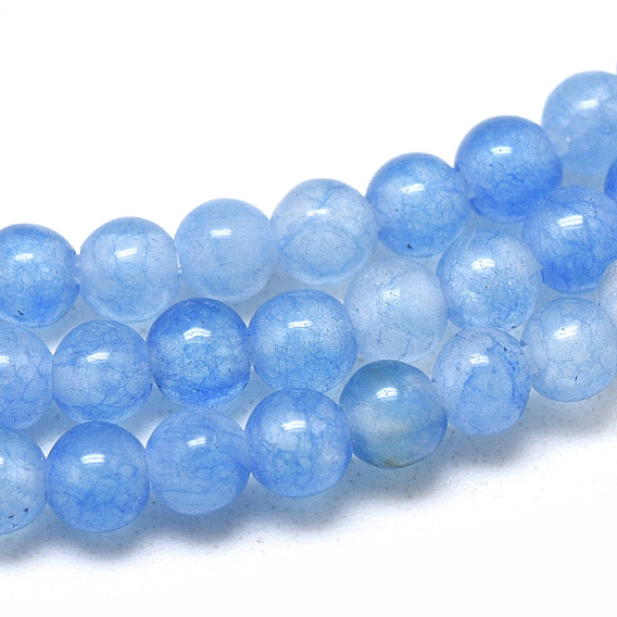Natural White Jade Beads Strands, Dyed, Round
