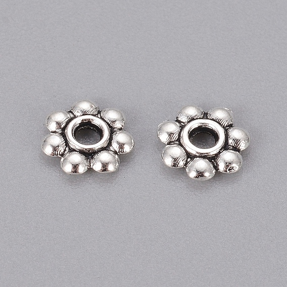 Alliage daisy perles d'espacement de style tibétain, sans cadmium et sans nickel et sans plomb, fleur