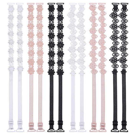 6 пары 6 цвета полиэстеровые бретели для бюстгальтера, регулируемый держатель лямок бюстгальтера, с пластиковой пряжкой, цветок