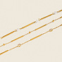 304 Stainless Steel Pave Clear Cubic Zirconia Column Link Chain Necklaces for Women