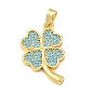 Brass Rhinestone Pendants, Clover Charms
