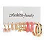 Geometric Butterfly Resin Chain Earrings Set - Creative, Minimalist, Pearl.