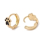 Enamel Bear Paw Print Hoop Earrings, Golden Brass Jewelry for Women