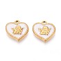 304 подвески из нержавеющей стали, с эмалью, сердце с ангельским шармом, реальный 18 k позолоченный, ионное покрытие (ip)