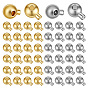 60pcs 2 couleurs perles à écraser en laiton, plaqué longue durée, ronde