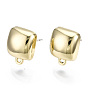 Alloy Stud Earring Findings, with Loop and Steel Pin, Square with Plastic Protective Sleeve