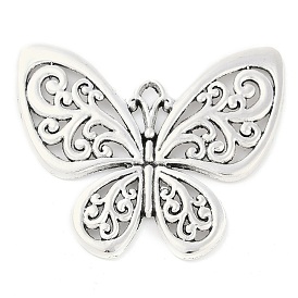 Tibetan Style Alloy Filigree Butterfly Pendants, Cadmium Free & Lead Free, 49x56x3mm, Hole: 4x3mm