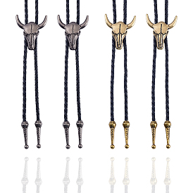 4шт. 2 кулоны в стиле ретро из сплава, черные, из искусственной кожи, лариаты, боло, галстуки-колье, разноцветные