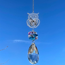 Стеклянные каплевидные подвесные ловцы солнца, создатель радуги, с металлическим звеном в форме совы, для оформления окон дома