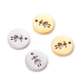 Ion Plating(IP) 304 Stainless Steel Charms, Flat Round with Hollow Girl