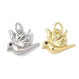 Rack Plating Brass Enamel Charms, with Jump Ring, Long-Lasting Plated, Lead Free & Cadmium Free, Bird Charm