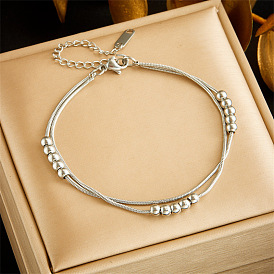 304 Браслеты из нержавеющей стали в виде змеиной цепи, двухслойные, Браслеты для игровых автоматов для женщин