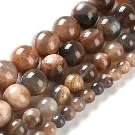 Natural Black Sunstone Beads Strands, Round