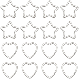 30 шт. 2 стили разъемные кольца из цинкового сплава, Сердце и звезда