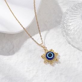 Стеклянные бусины и подвески из смолы в виде солнца от сглаза, 304 ожерелья-цепочки из нержавеющей стали для женщин, золотые