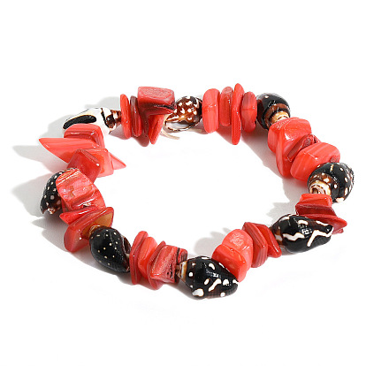 Colorful Ethnic Style Handmade Stone and Shell Bracelet for Men and Women