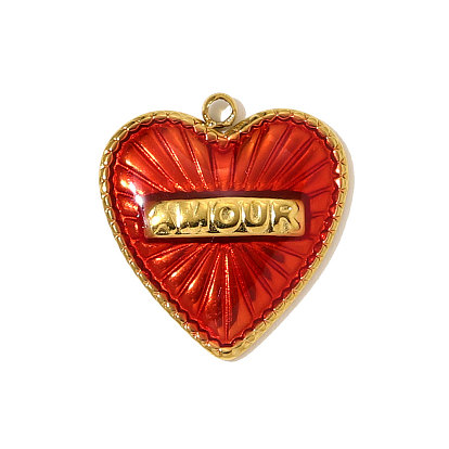 304 нержавеющей стальной эмали подвески, сердце прелести, ионное покрытие (ip), зеркальная полировка