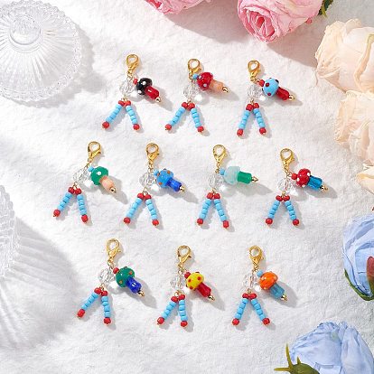 Гриб ручной работы лэмпворк и стеклянный кулон украшение, с цинковым сплавом застежками омаров коготь