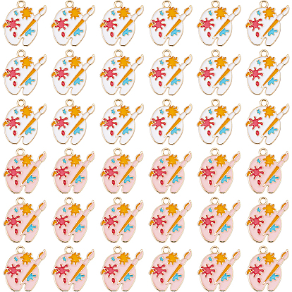 36 шт 2 цвета подвески из сплава, с эмалью, без кадмия и без свинца, золотой свет, цветовая палитра