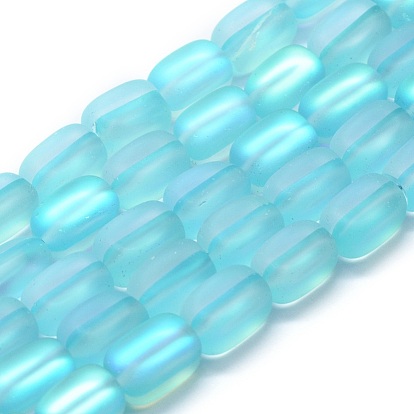 Synthetic Moonstone Beads Strands, Holographic Beads, Cuboid, Frosted